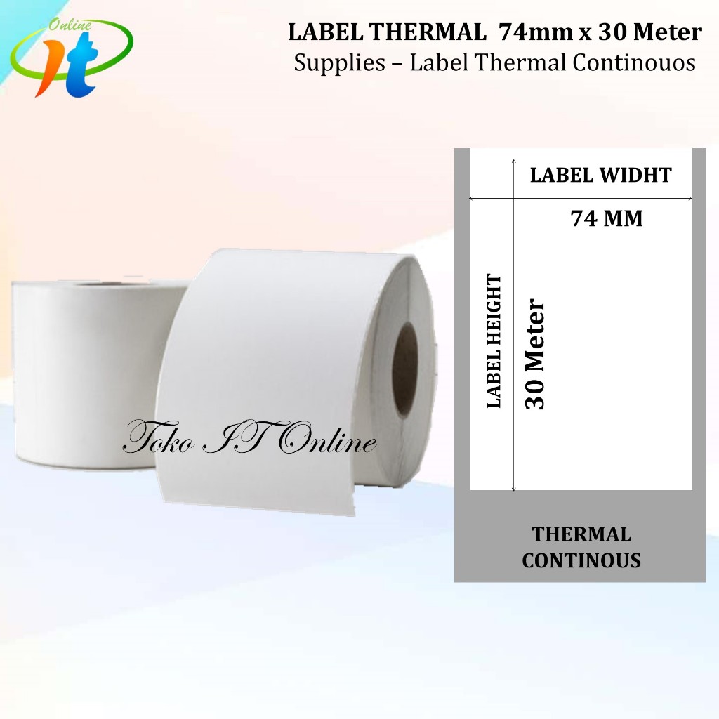 

Label Stiker Thermal 74x30 Meter Continouos 80x80 Label Printer Epson TMT82X 80x30 Meter