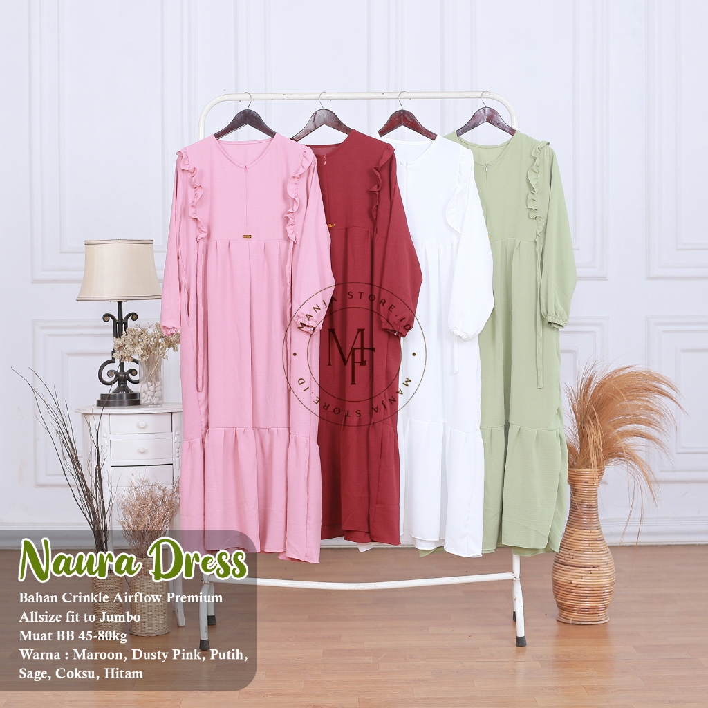 NAURA DRESS // Dress Naura Crinkle Premium // Gamis Naura Busui Friendly // Daster Kekinian Murah
