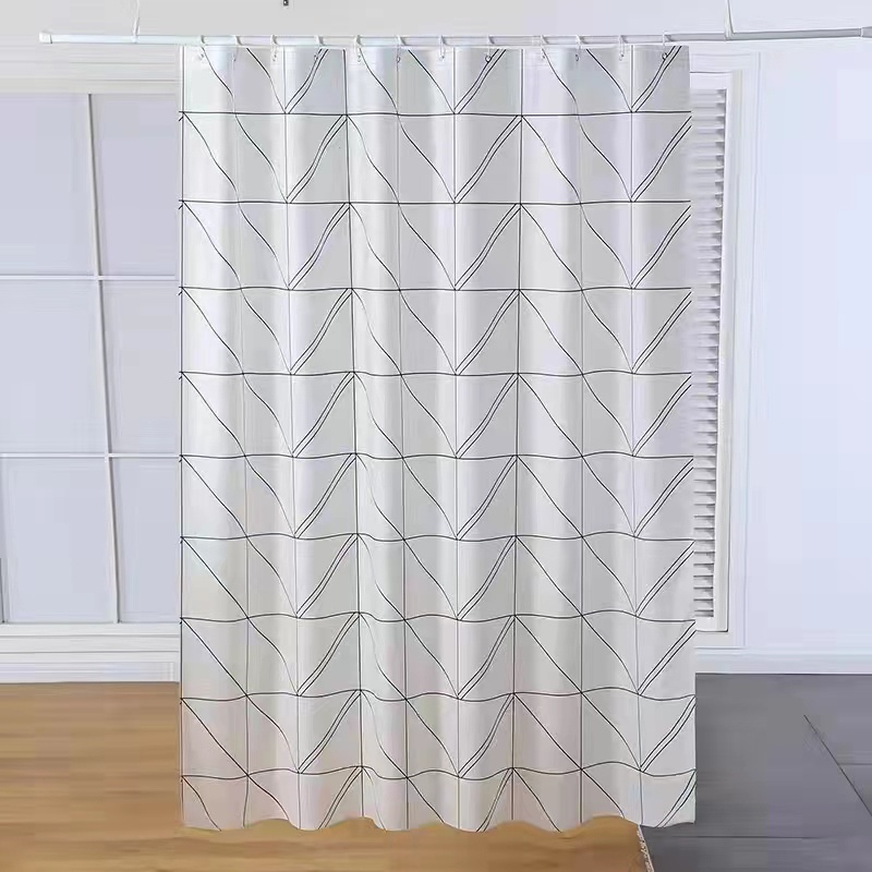 (SerbaSerbi) Tirai Gorden Kamar Mandi Anti Air Peva 183cm x 200cm Motif L (Jigjag)