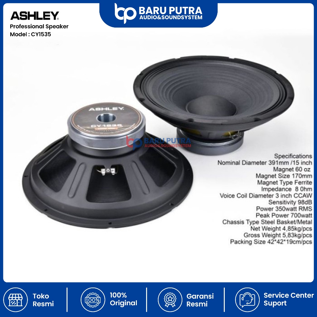 Speaker Komponen ASHLEY CY1535 Woofer 15Inch / Speaker Component 15" CY1535