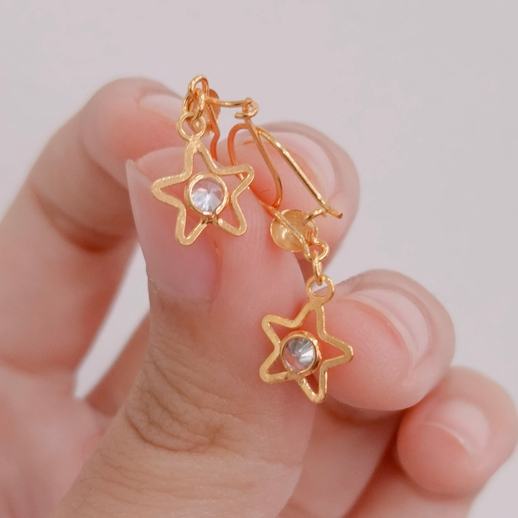 ANTING BINTANG PERMATA EMAS ASLI