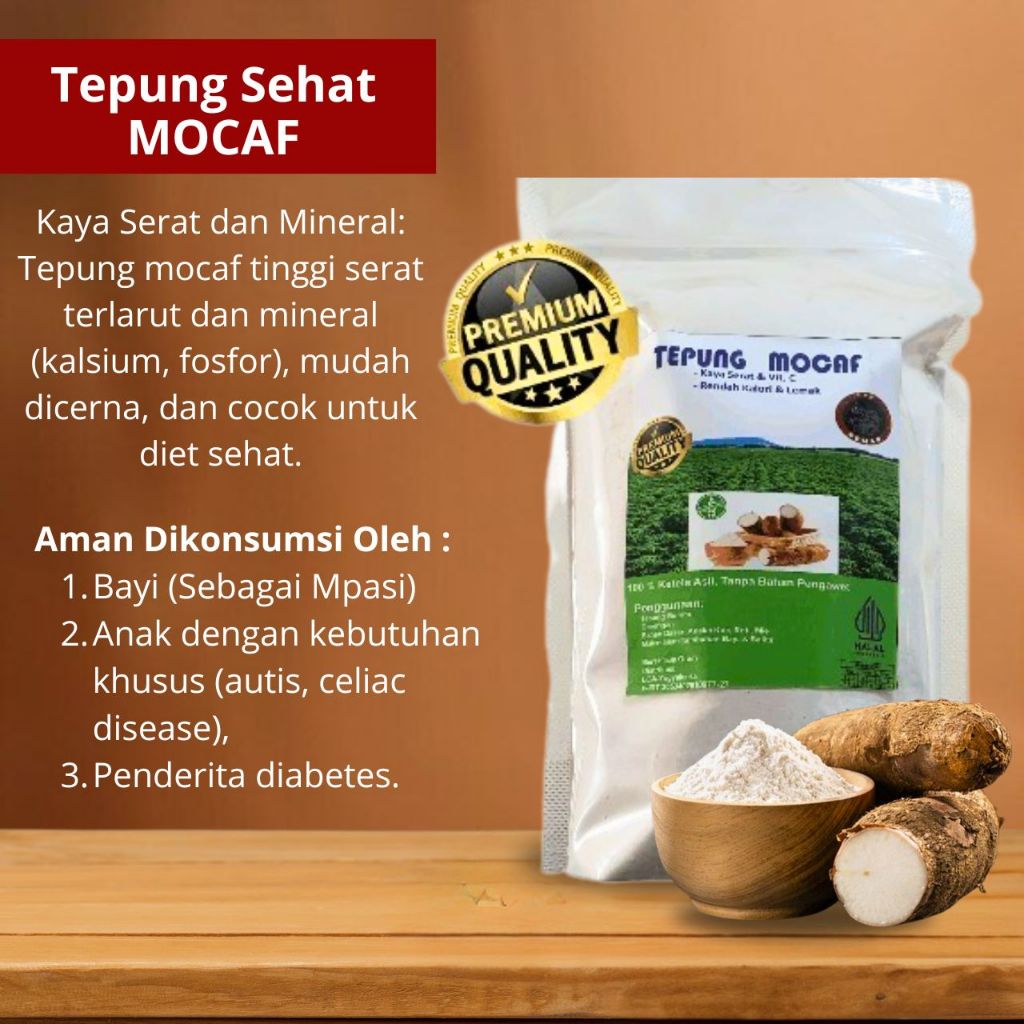 

Tepung Mocaf Gluten Free Serbaguna 1 KG | Tepung Sehat bisa untuk Diet dan Diabetes | Tepung Singkong