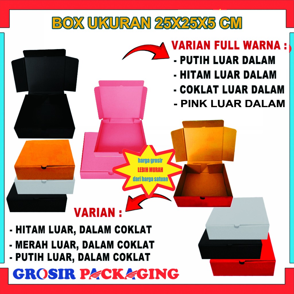 

Box 25x25x5cm /Kardus Die Cut/Kotak Karton/Box Packing/Box Souvenir/ Box Pizza