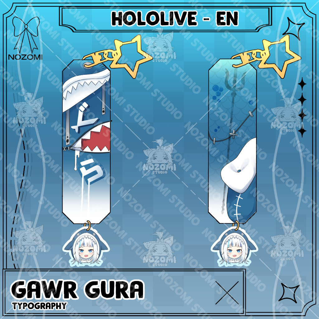 Ganci / Gantungan Kunci / Keychain Akrilik Typography HOLOLIVE EN GAWR GURA