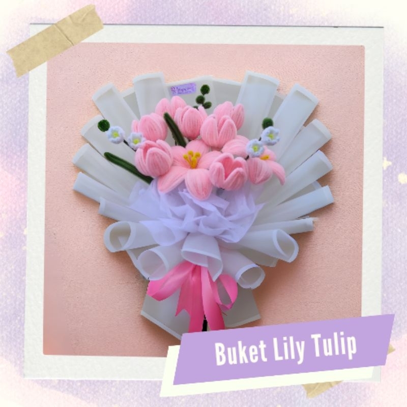 Buket Lily Tulip | buket wisuda | buket kawat bulu | buket murah Tangerang | buket bunga
