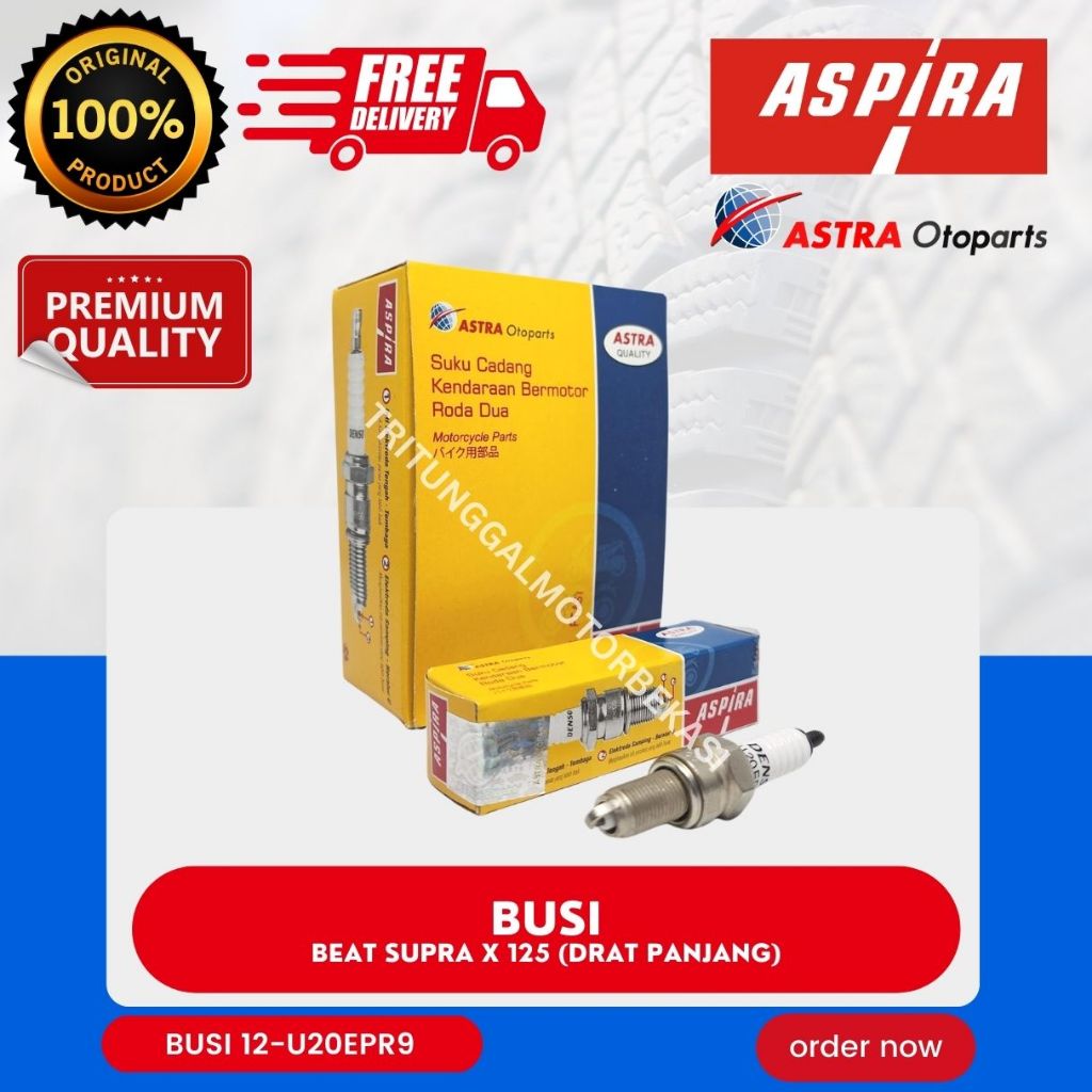 [READY COD] BUSI MOTOR ASPIRA DENSO 12-U20EPR9 UNTUK MOTOR BEAT / SUPRA X 125 / BLADE (DRAT PANJANG)