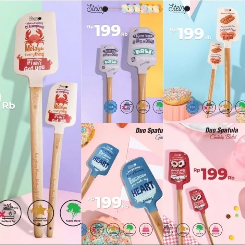 Stein Cookware Duo Spatula Aku Sayang Kamu - Sutil Silikon Premium Masak