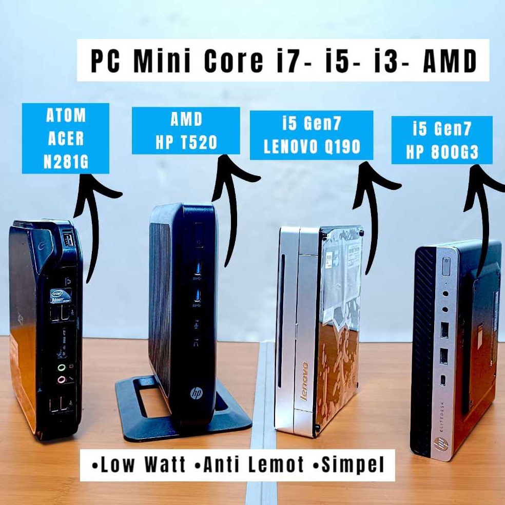 KODE T15E Komputer Cpu PC Mini Murah CORE i7 CORE i5 CORE i3 C2D ATOM Simpel Hemat Listrik