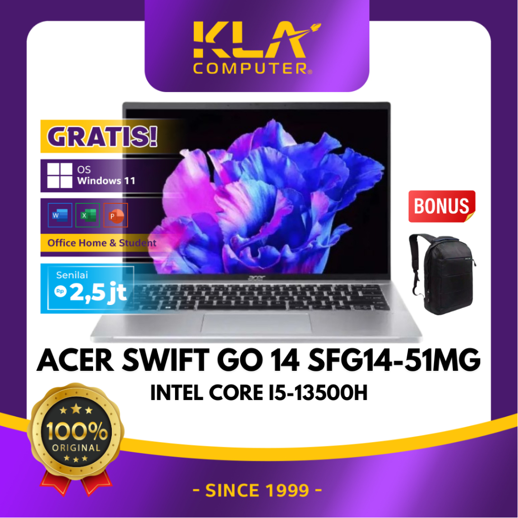 ACER LAPTOP SWIFT GO 14 TOUCH SFG14-51MG 14" WUXGA INTEL EVO I5-13500H RAM 16GB SSD 512GB