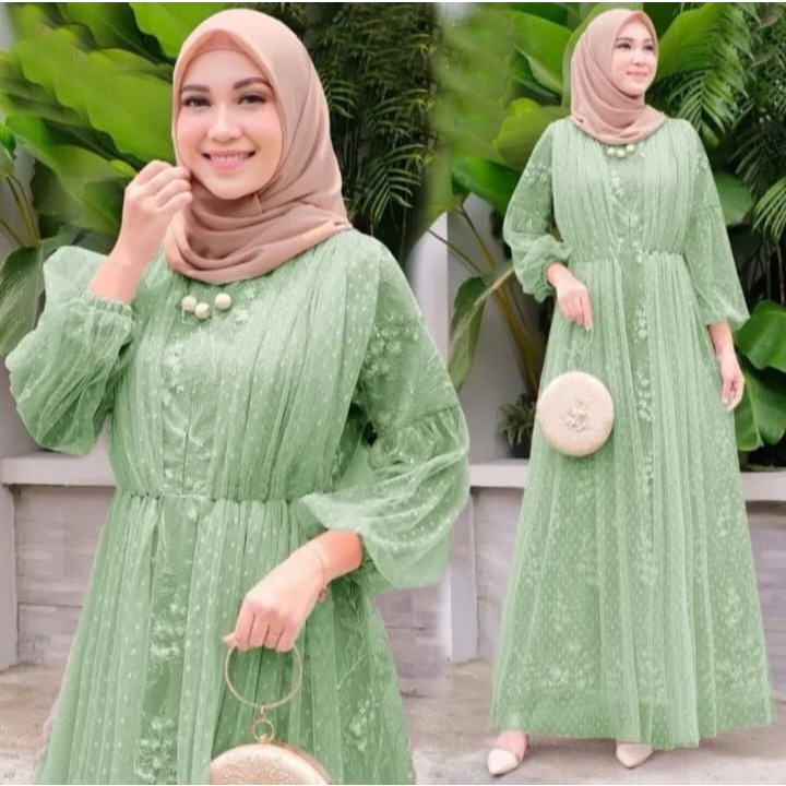 MAXI JAHWARA (M,L,XL,XXL,ANAK 3-5THN)NEW GAMIS TILE MUTIARA/GAMIS PESTA IBU ANAK/GAMIS KEKINIAN