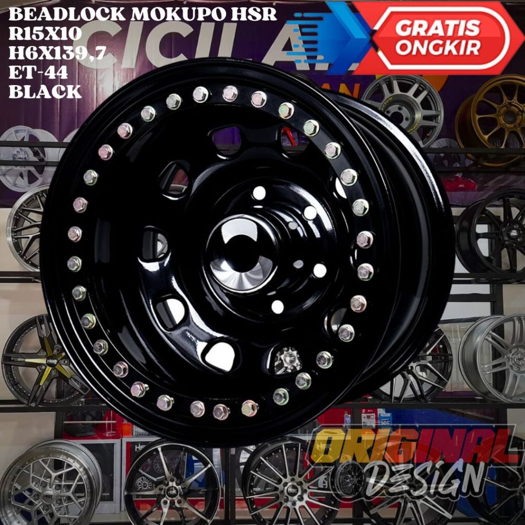 Velg Mobil Ring 15 STEEL HSR BEADLOCK MOKUPO R15 LEBAR 10 INCH LOBANG BAUT 6