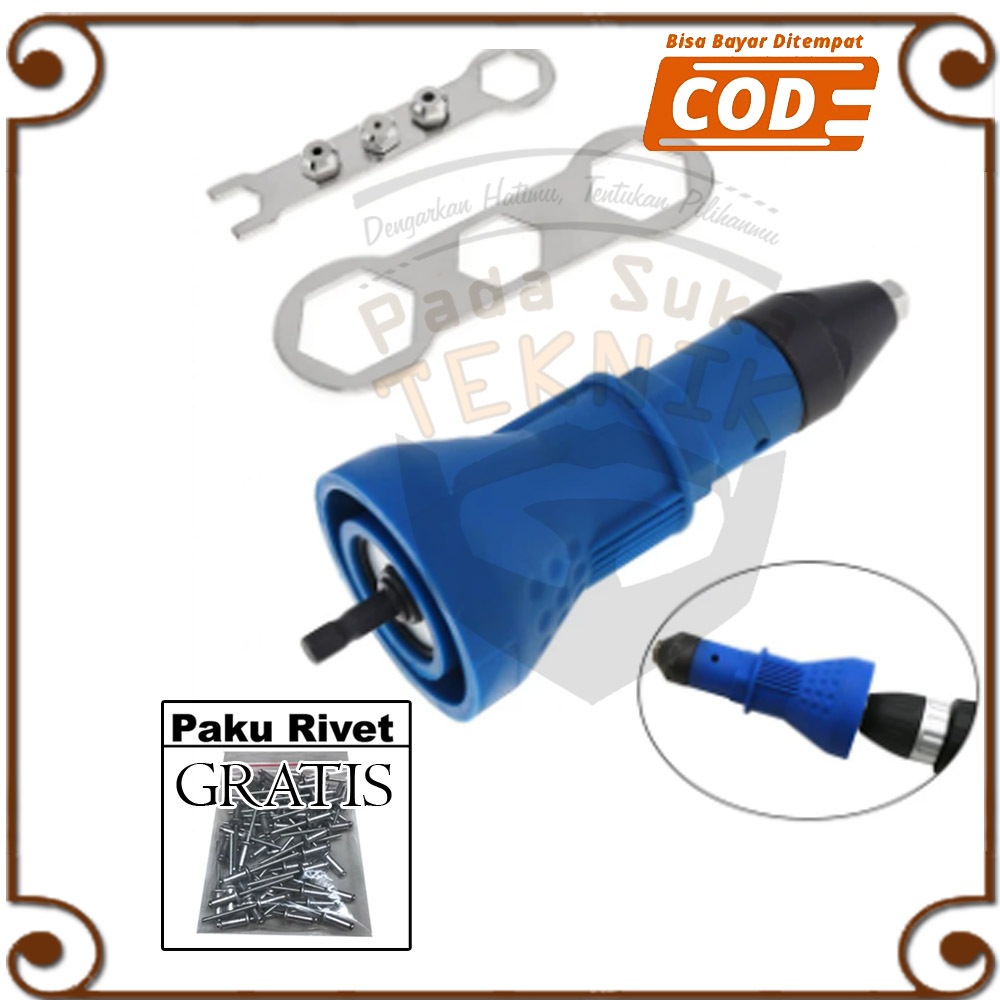 Alat Tang rivet ripet adapter tang rifet alat konektor adaptor mata bor bonus paku rivet