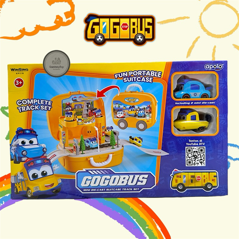 GOGO BUS DIE-CAST SUITCASE TRACK SET / MAINAN ANAK / MAINAN TRACK ANAK / MAINAN JALANAN MOBIL MOBILA