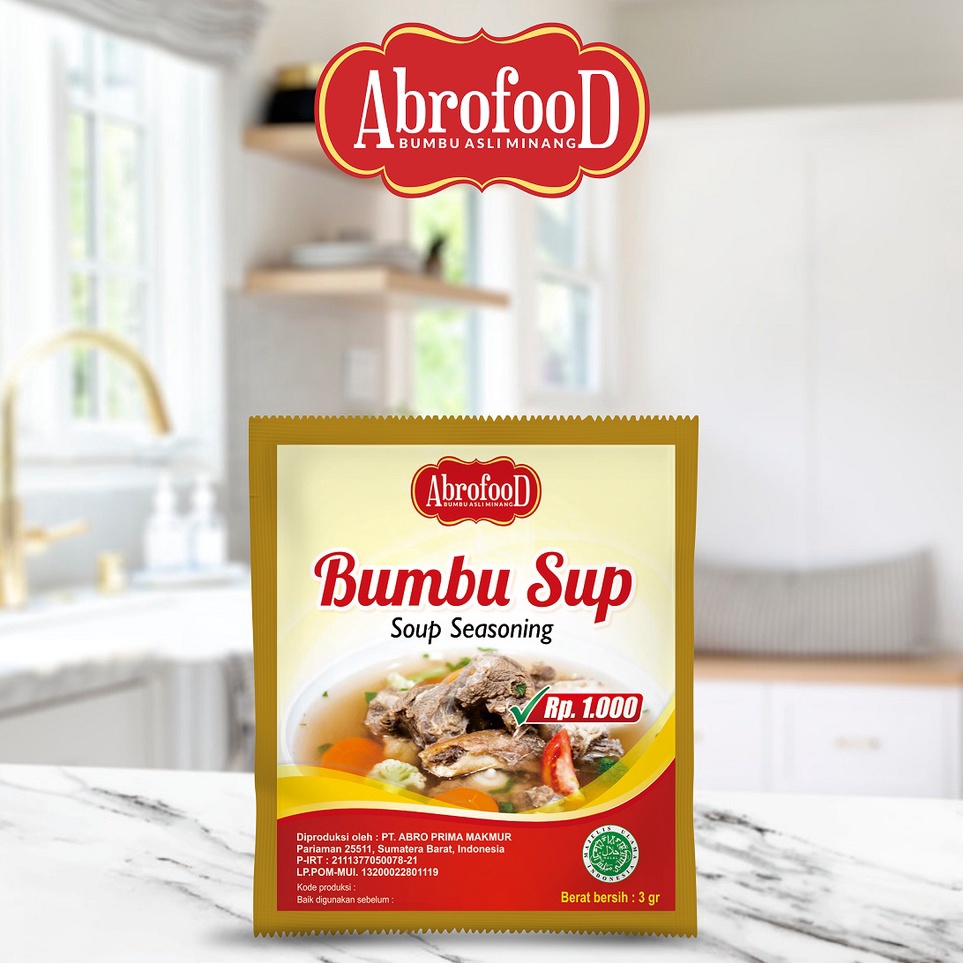 

Belanja disini Bumbu Sup Abrofood 1 Renteng 12 Pcs