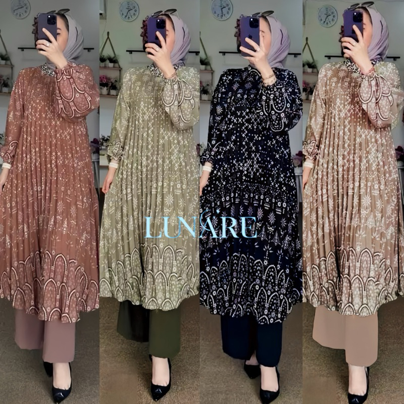 Lunare SET TUNIK WANITA / KAMILIA ONESET LONG TUNIK / SET CELANA WANITA