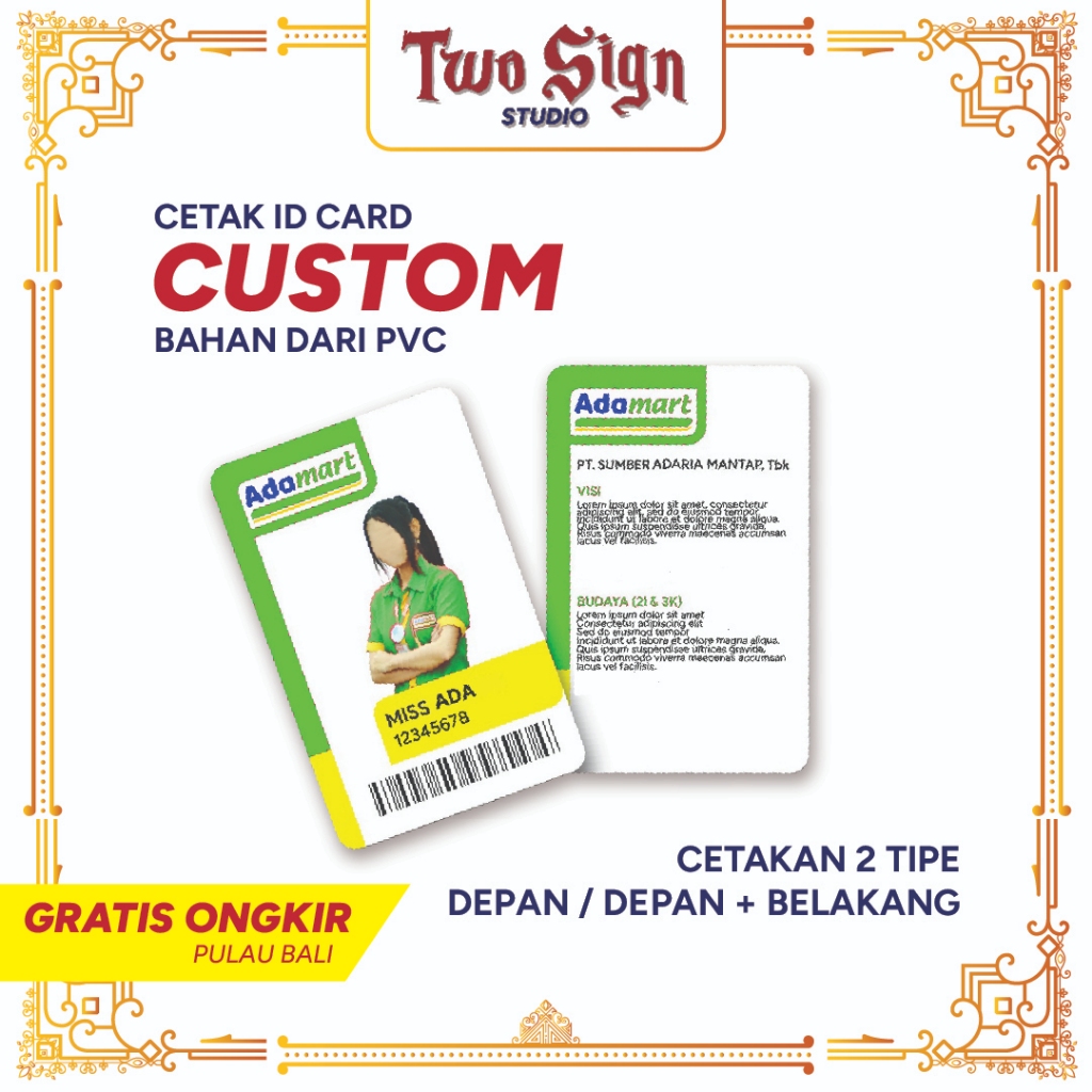 

CETAK PVC ID CARD 1 SISI ATAUPUN 2 SISI