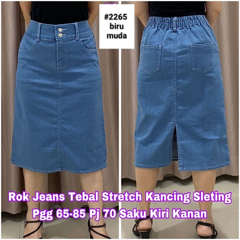 Rok jeans 7per8 kancing2 #2265