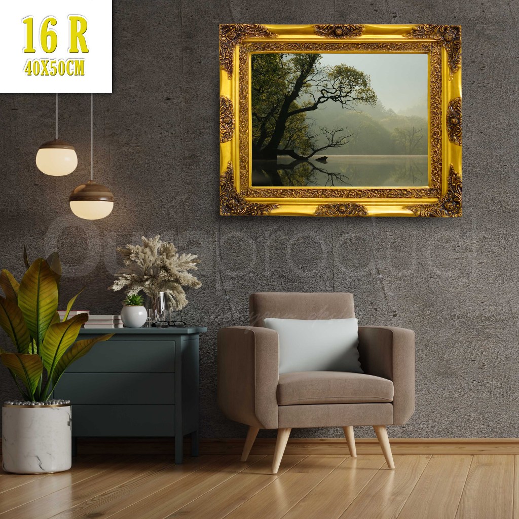Bingkai Foto Pigura Belgi Gold/White 16R ukuran 40x50cm
