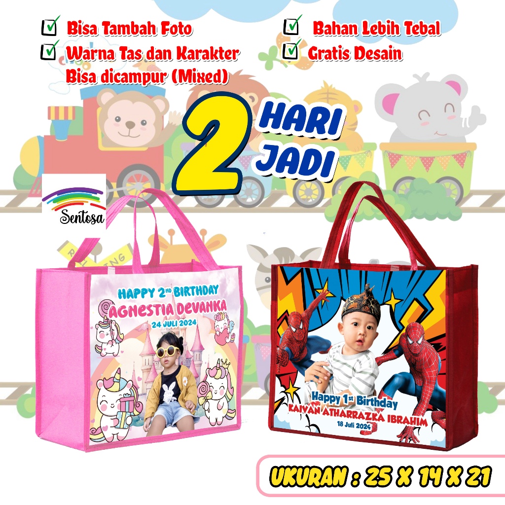 

GOODIE BAG ULANG TAHUN ANAK CUSTOM UK P25 L14 T21 KEREN