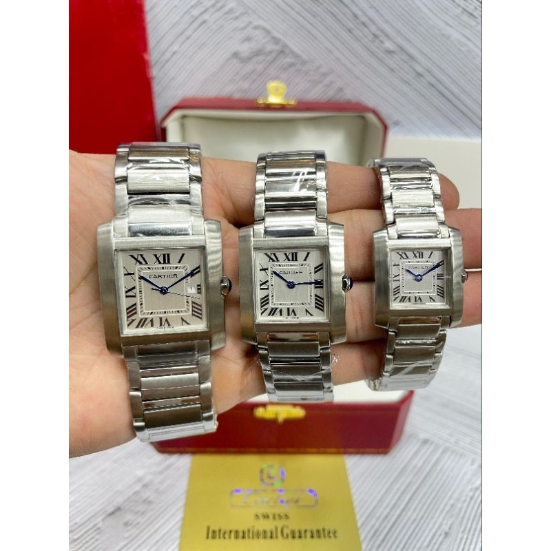 JAM TANGAN PRIA / WANITA CARTIER TANK ROMAWI RANTAI QUARTZ SUPER PREMIUM AAA