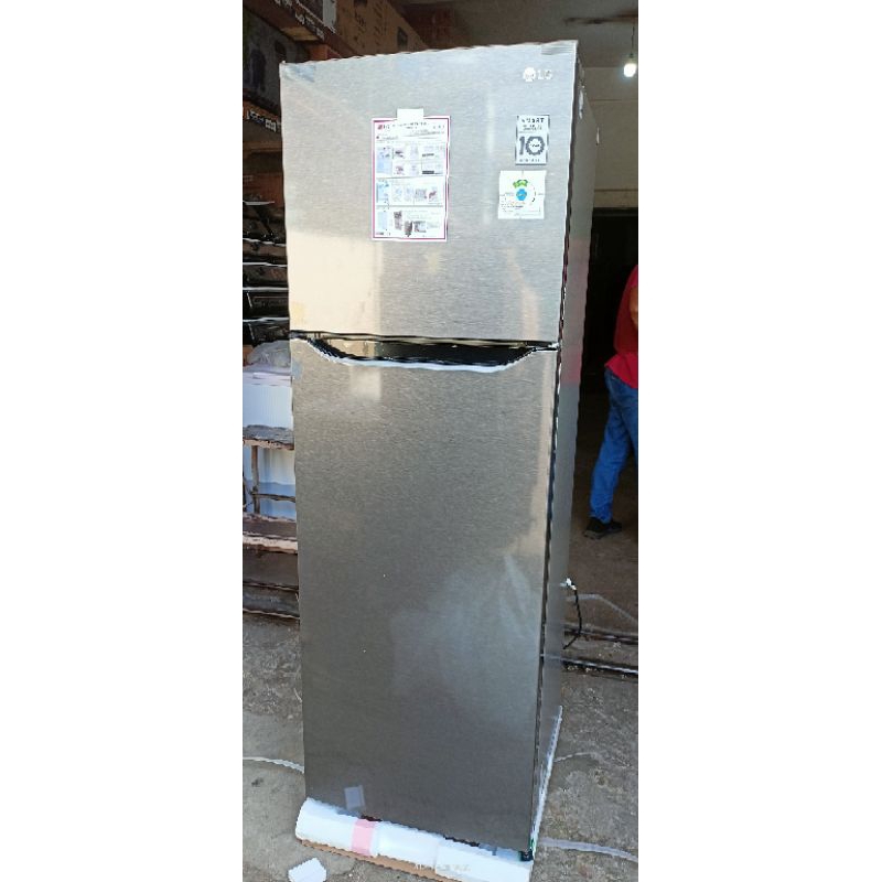 LG b222sqib kulkas 2 pintu jambi smart inverter compressor 70 watt lemari es 225 liter tempered glas