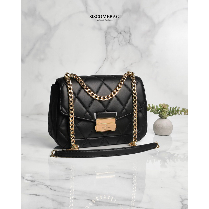 READY KS carey smooth quilted leather black