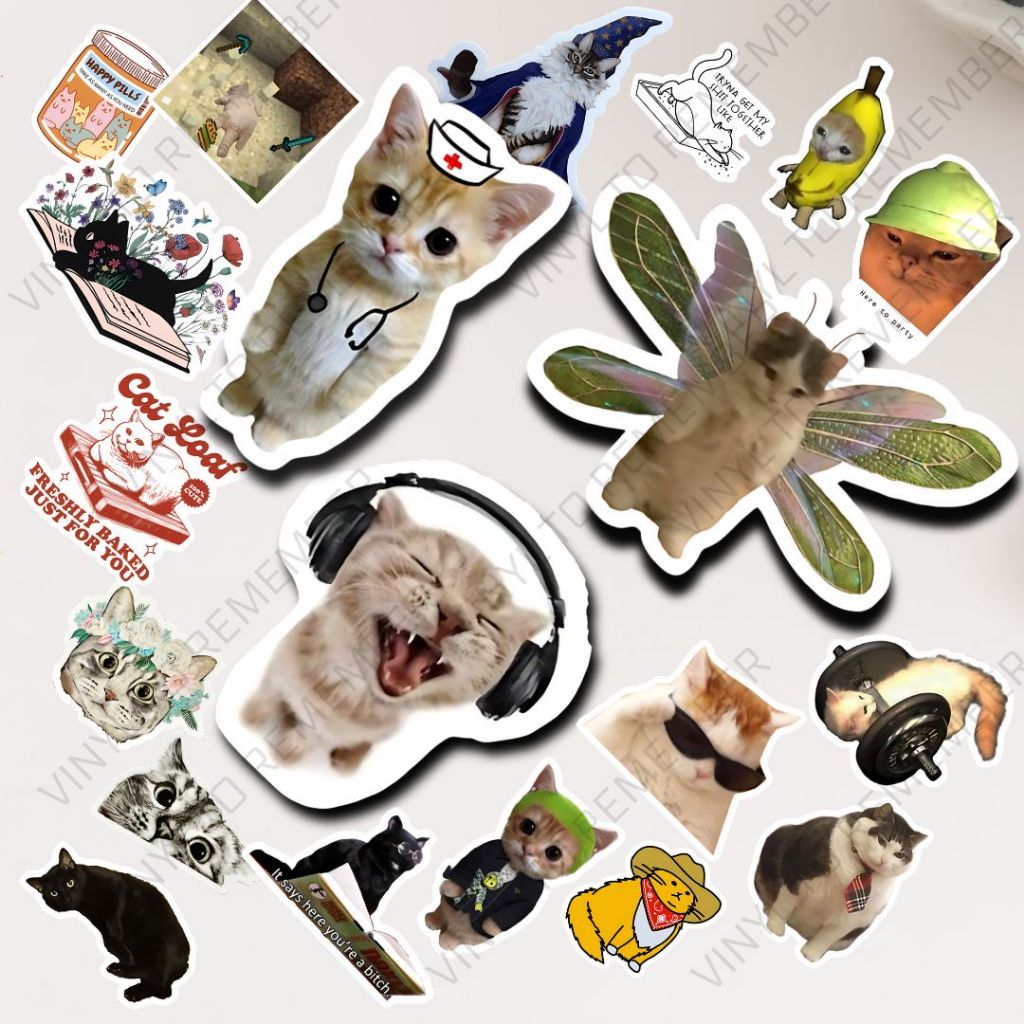 

Stiker Pack Cat Sticker Funny Meme Hewan Anti Air Vinyl Glossy Kucing Lucu Aesthetic Motor Laptop Hp Murah