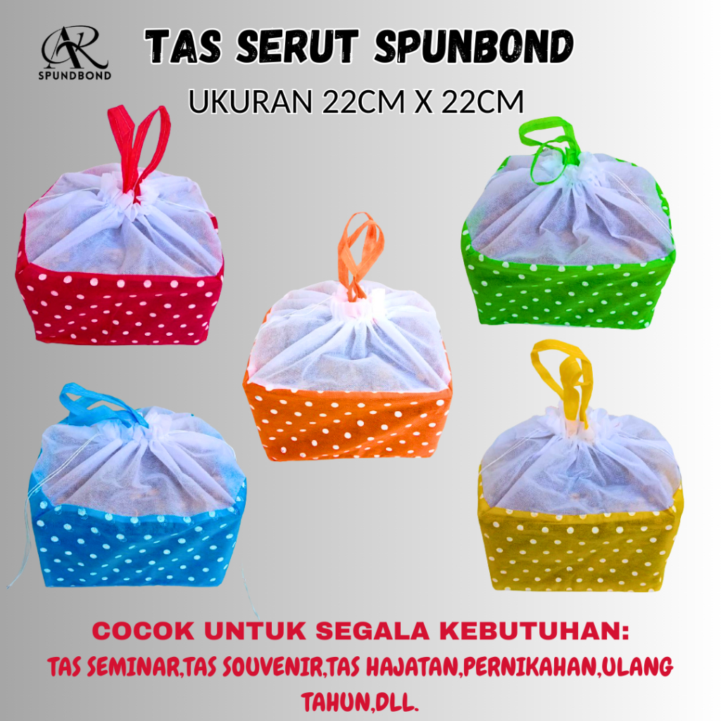 (1Lusin 12PCS) Tas Hajatan Spunbond | Tas Hajatan Serut Polkadot | Tas Kain Serut