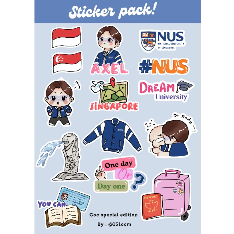 

[STICKER 14 PCS] Coc special edition stiker sandy axel kevin trio NUS dream university