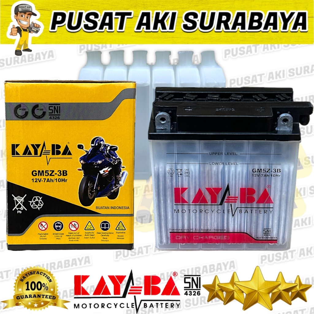 Rejeki.Maju Aki Kayaba Gm5Z-3B Dry Charged Motor Shogun Satria Tornado Smash Bravo Titan Mtx5Al