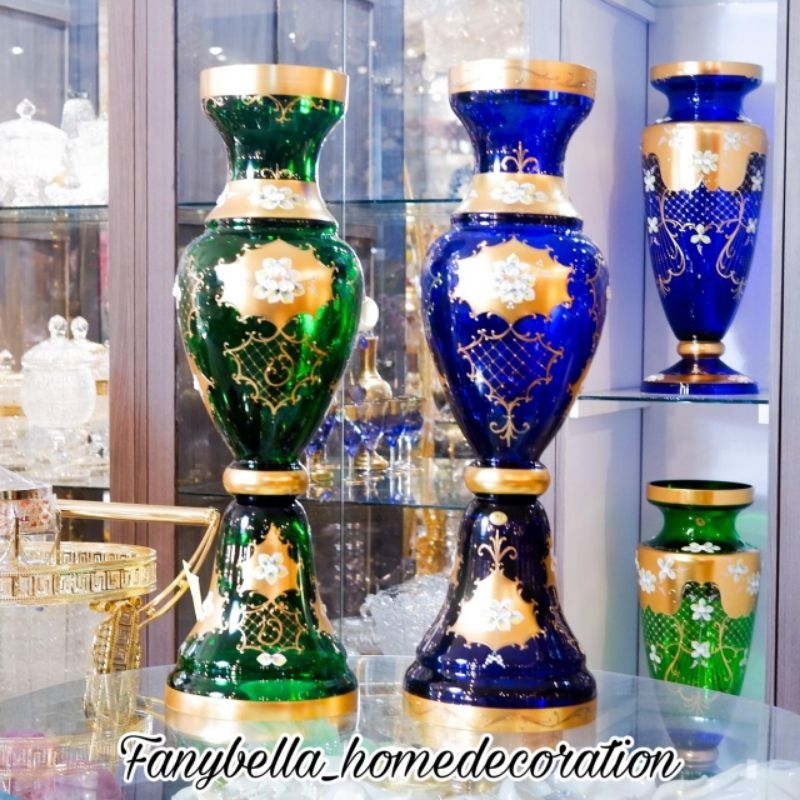 Pajangan Meja bohemia Kristal Gold Asli  Mewah Import Dekorasi Rumah Set