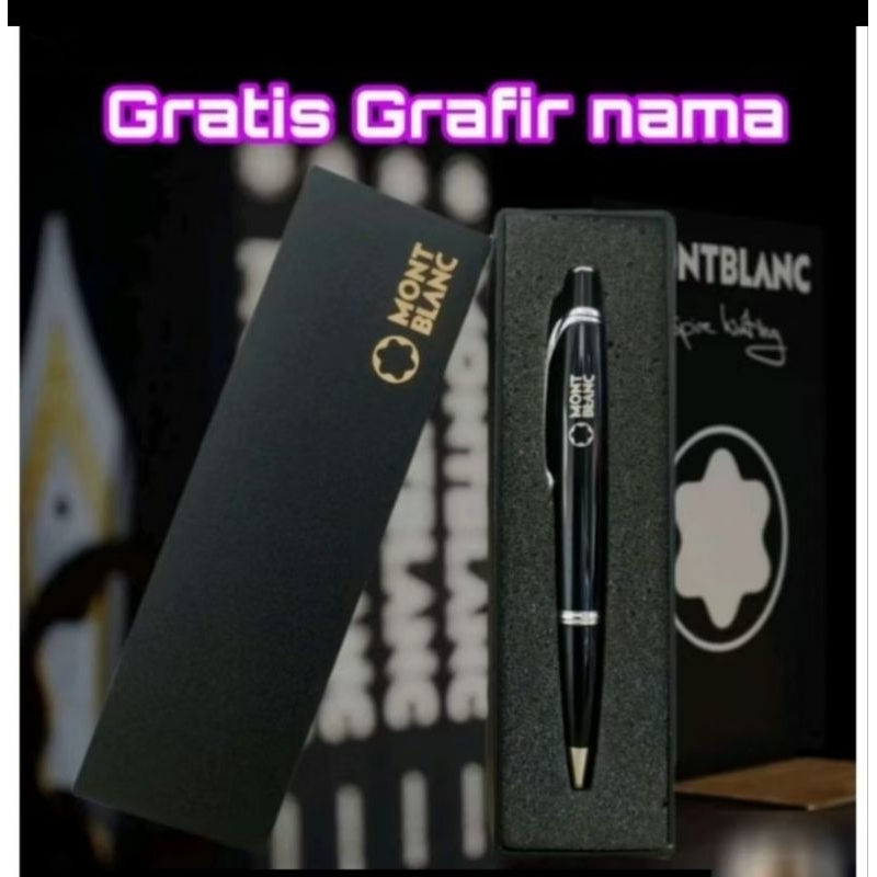 

Bulpoint Mewah Mont Blanc Black Stainless Free Grafir Nama/Logo + Box