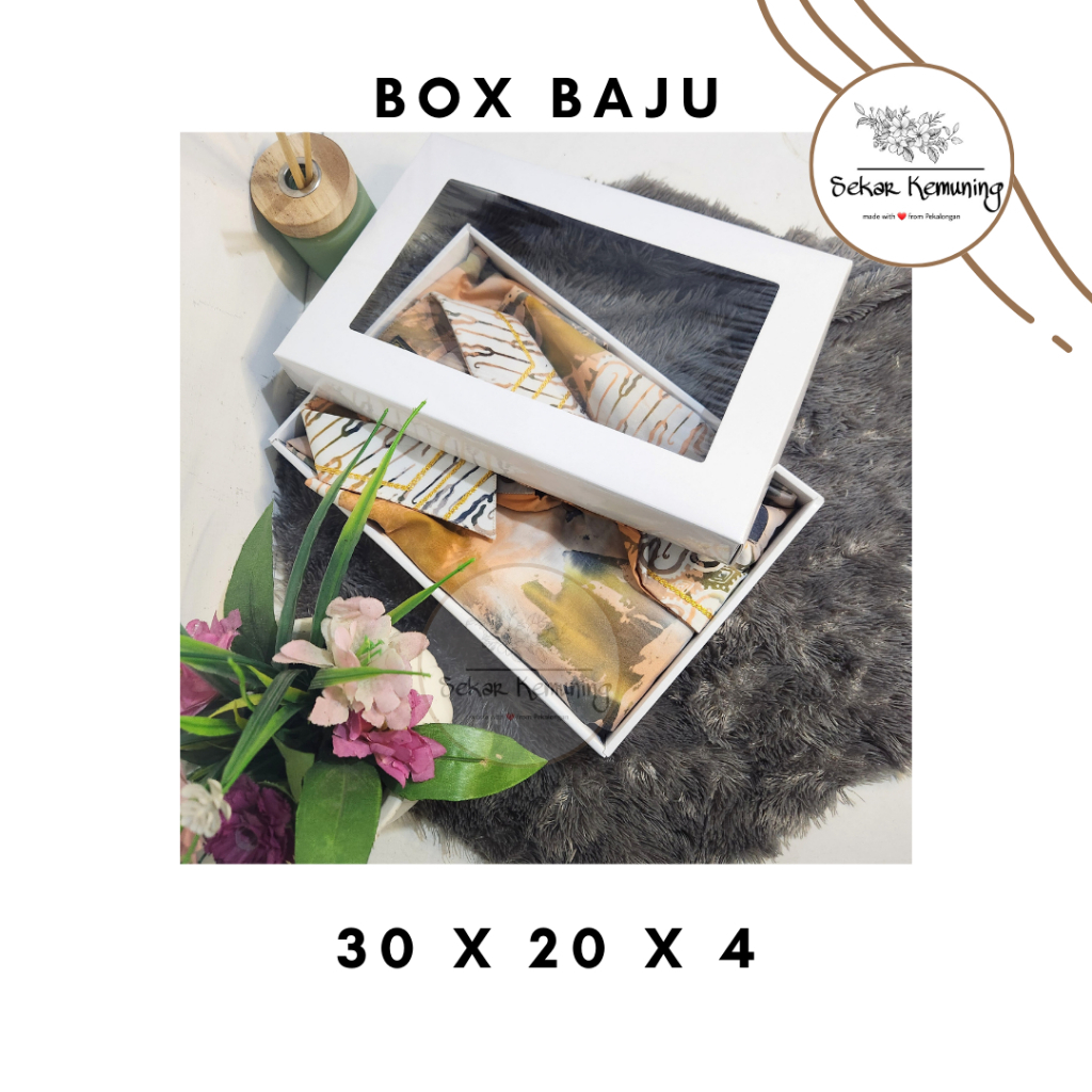 Kardus Baju - 30x20x4 cm - Hitam Putih - Packaging Baju kaos - Kemasan baju batik