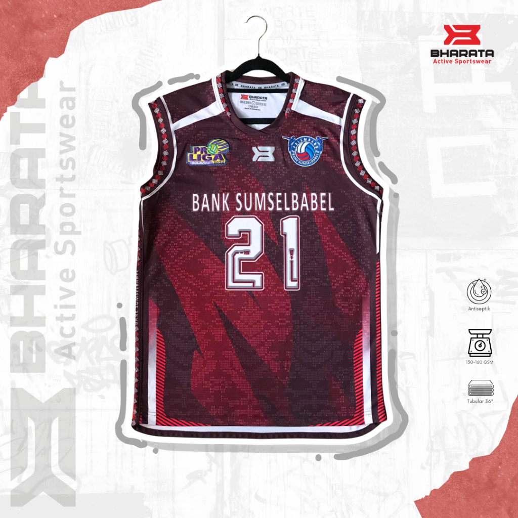 JERSEY ORIGINAL BANK SUMSEL BABEL PROLIGA 2024 | Full patch | Original Bharata Sportwear
