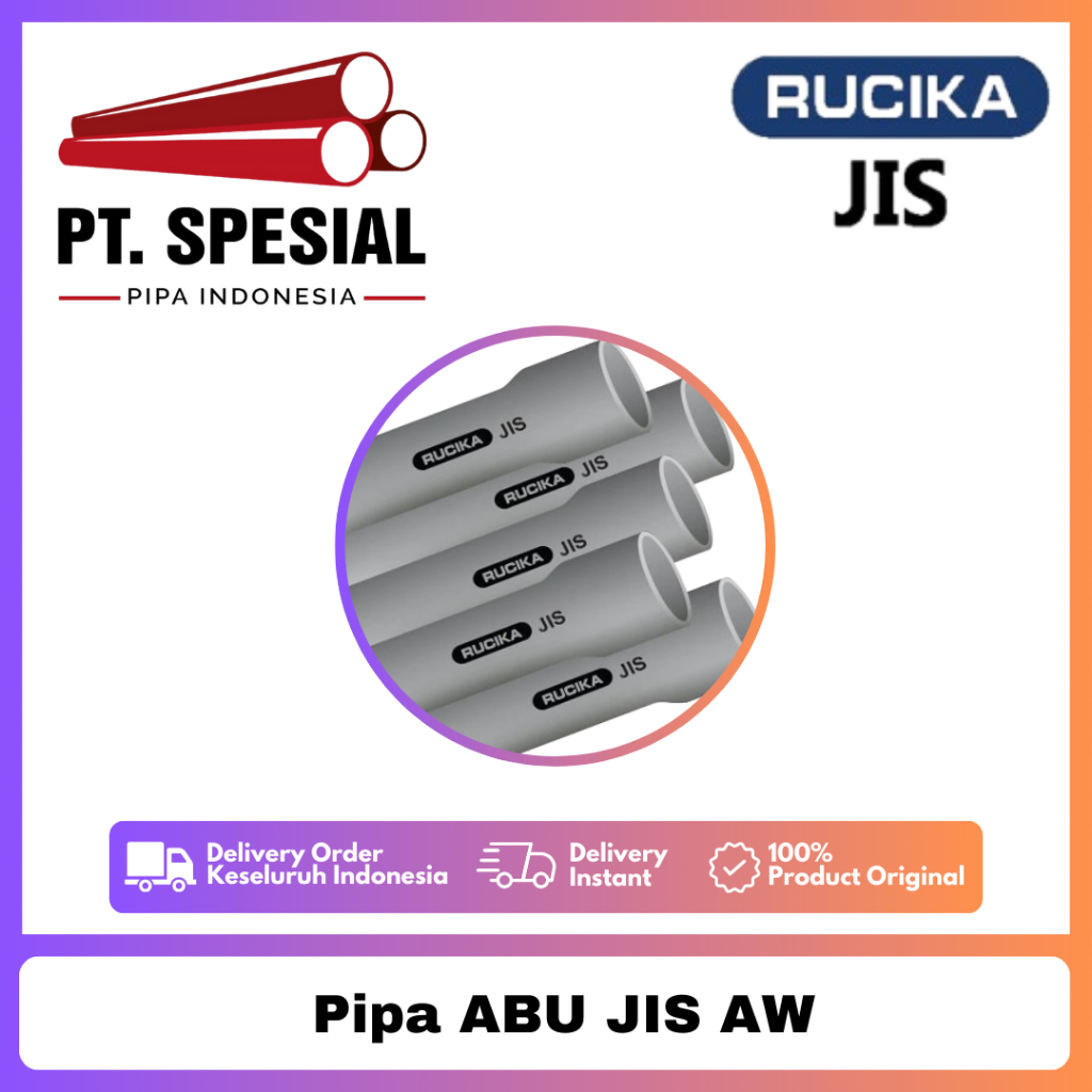 Pipa PVC Abu JIS Rucika Type VP 1/2 Inch / Pipa JIS AW Rucika PerBatang 4Mtr - 09