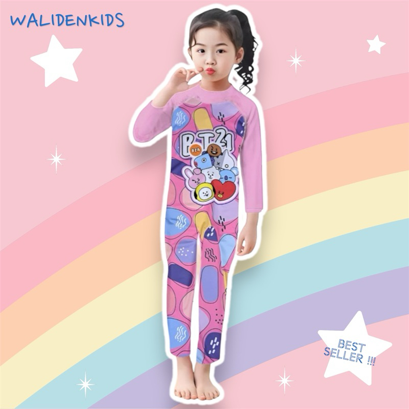Baju Renang Anak Perempuan Lengan Panjang BT21 1-12 Tahun