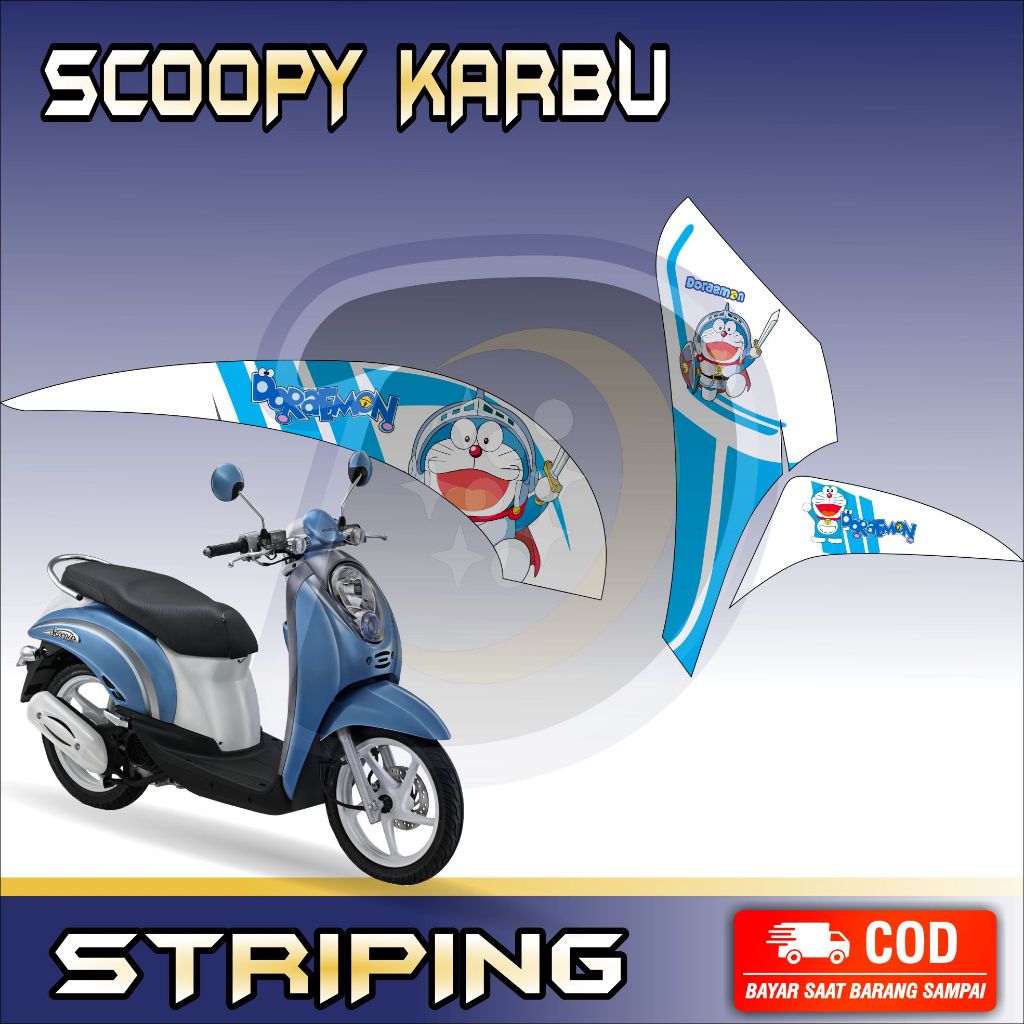 Striping Lis Honda Scoopy Karbu Stiker Variasi Motor Scoopy Karbu Striping Motor Scoopy Old Doraemon