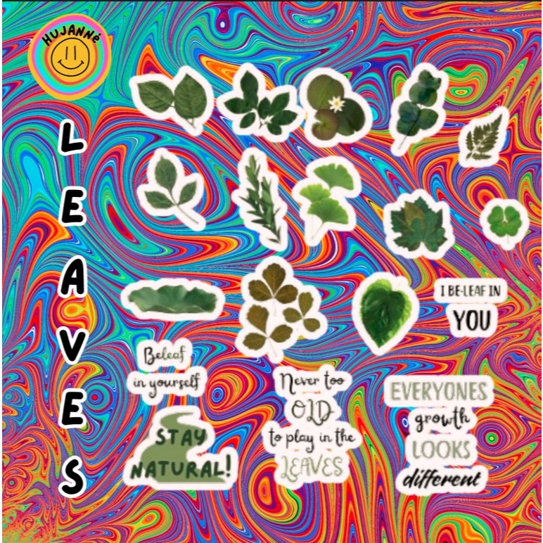 

18 pcs Leaves Stiker plus Washi Tape bentuk daun, Stiker Daun, Stiker Aestethic, Stiker Jurnal, Stiker Scrapbook