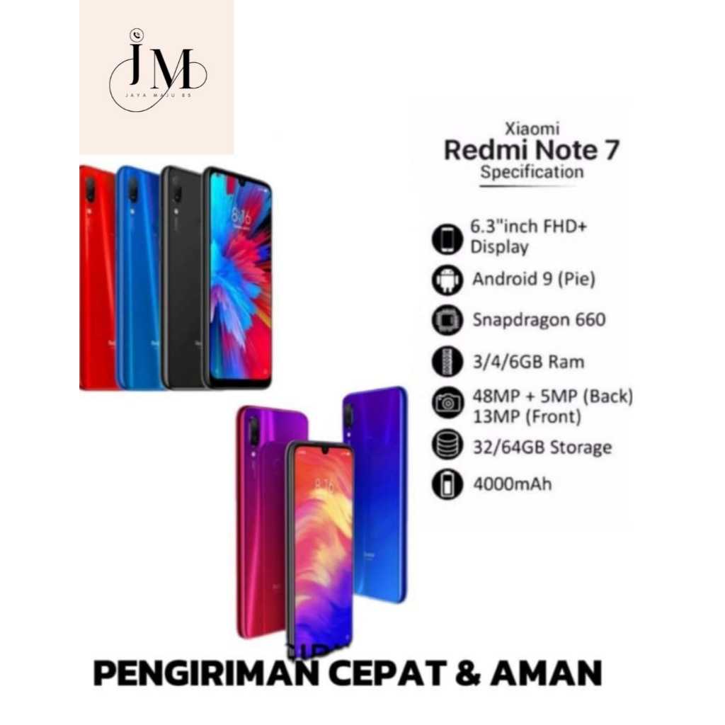 HANDPHONE XIAOMI REDMI NOTE 7/NOTE 7 PRO RAM 6/128 GB TERMURAH DI SHOPEE GARANSI 12 BULAN