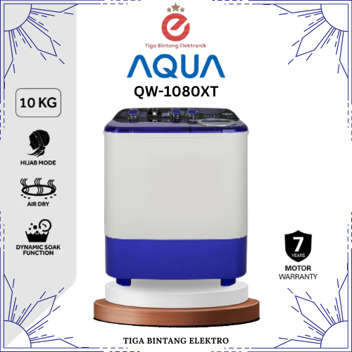 MESIN CUCI 2 TABUNG 10 KG AQUA QW-1080XT