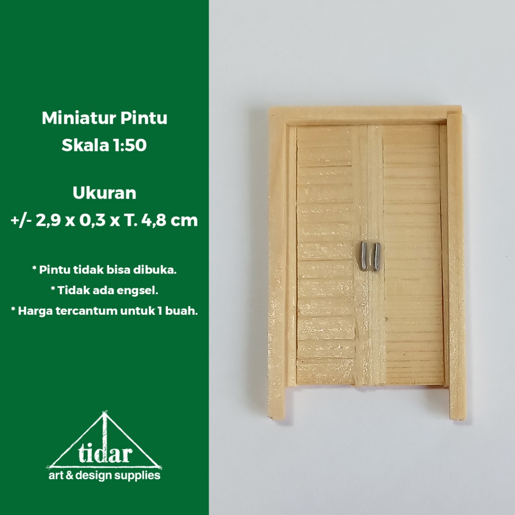 HR - Miniatur Maket Pintu Kayu 2 (Dua) Daun Skala 1:50