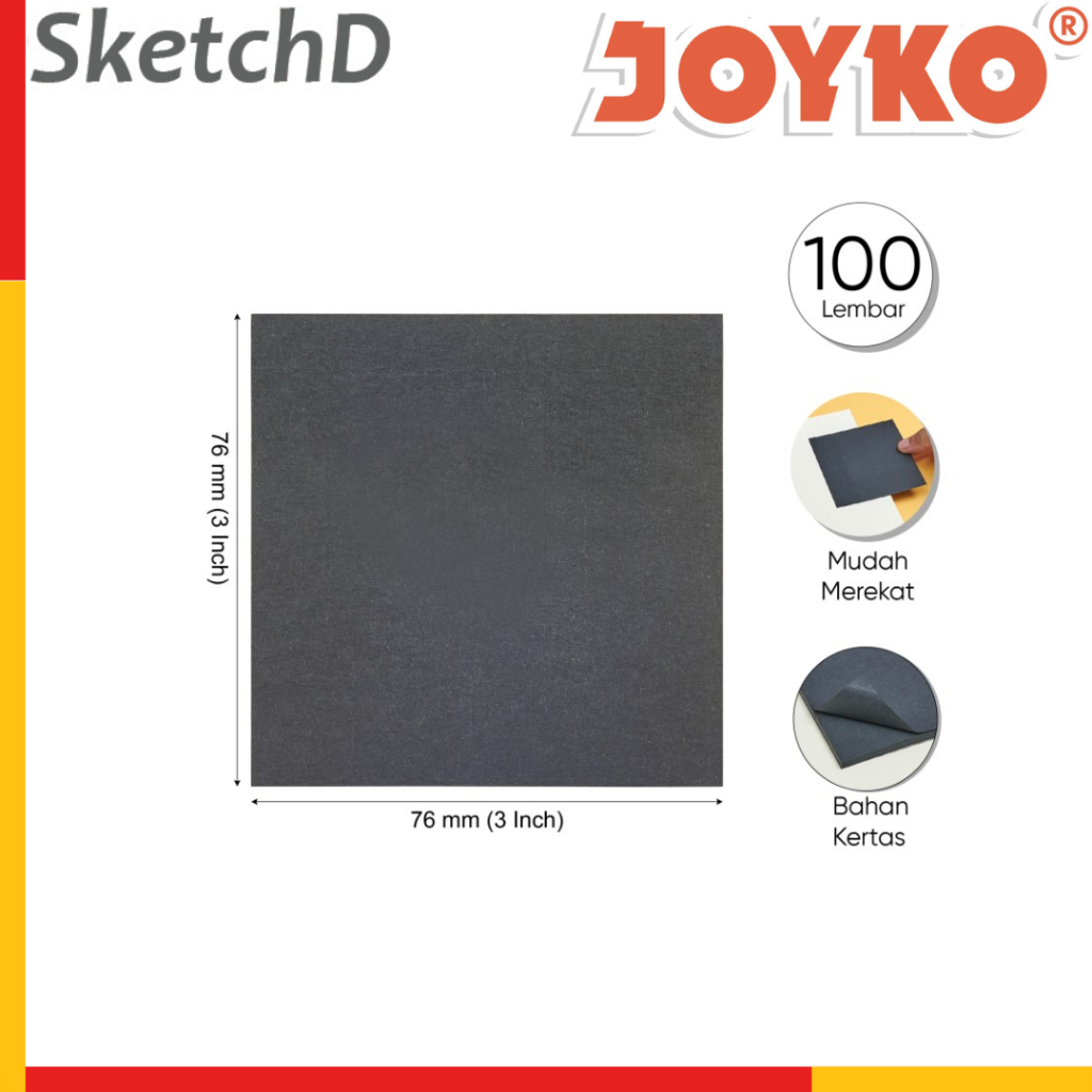 

Memo Kertas Tempel Hitam Joyko MMS 21 Sticky Notes Black 100 lembar