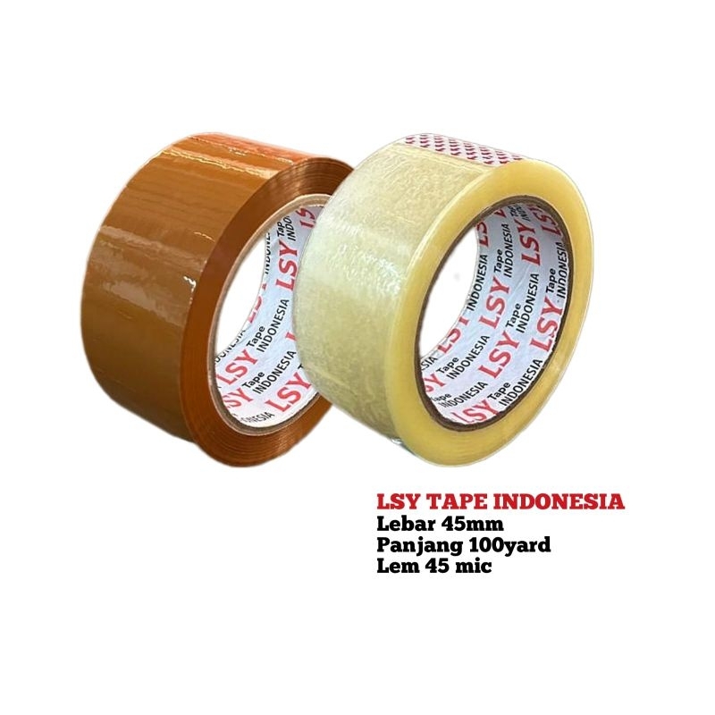 

lakban bening - cokelat kualitas LSY TAPE 1 dus isi 48 roll 100yard CMH