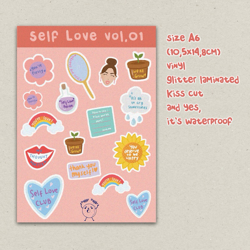 

self love 01 sticker sheets - cute sticker - sticker dekorasi