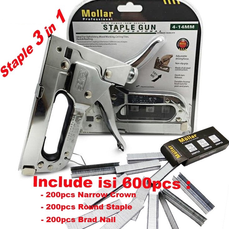 

Bestseller Gun Tacker Alat Staples dan Paku Tembak 3in1 Staple Gun Mollar 414mm