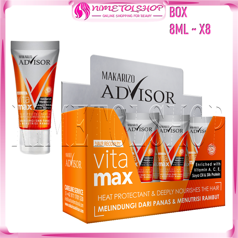 [BOX] MAKARIZO Advisor Vitamax 8ml X8 Vitamin Serum Rambut Keratin Rusak Kasar Kusam Kering Bercaban