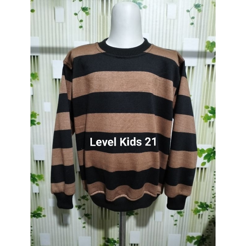 switer crewneck oblong salur anak laki-laki perempuan 2-12 tahun