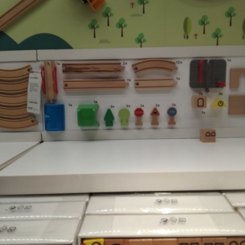 Mainan edukasi anak Kereta Api Kayu manual 43Pc track Rel Chuggington wooden Train Set