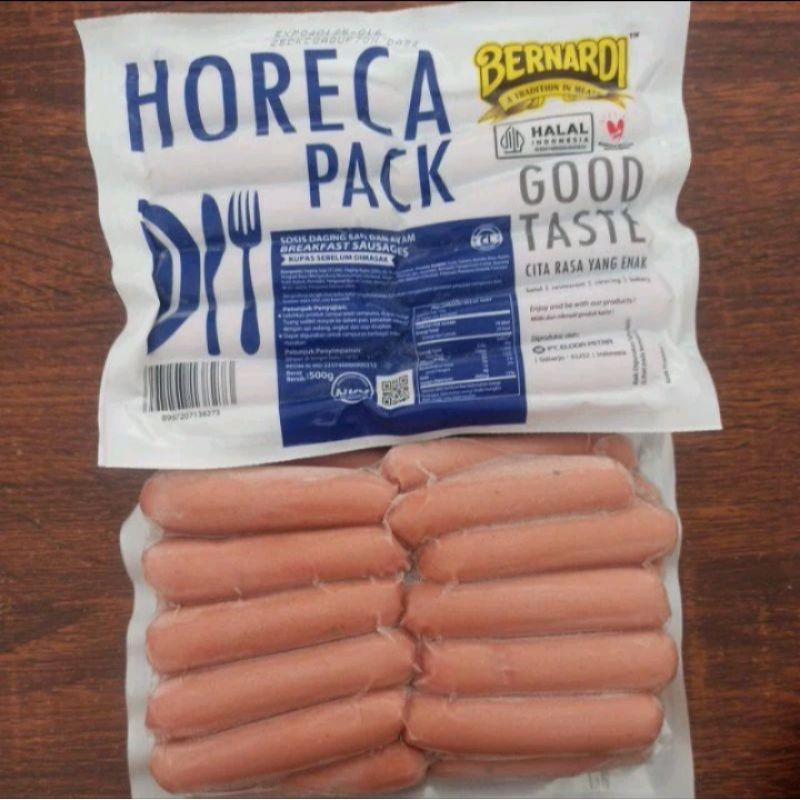 

RB BERNARDI SOSIS SAPI CAMPUR AYAM HORECA 500GR VP , CL 500gr