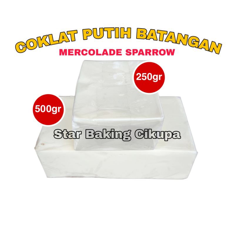 

COKLAT BATANGAN MERCOLADE SPARROW 250gr dan 500gr Repack White Chocolate Compound